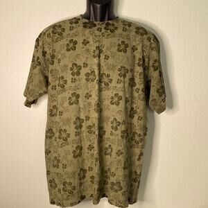 Men’s Tommy Hilfigers Short Sleeve Crew Neck T-shirt khaki Green Flowers  M